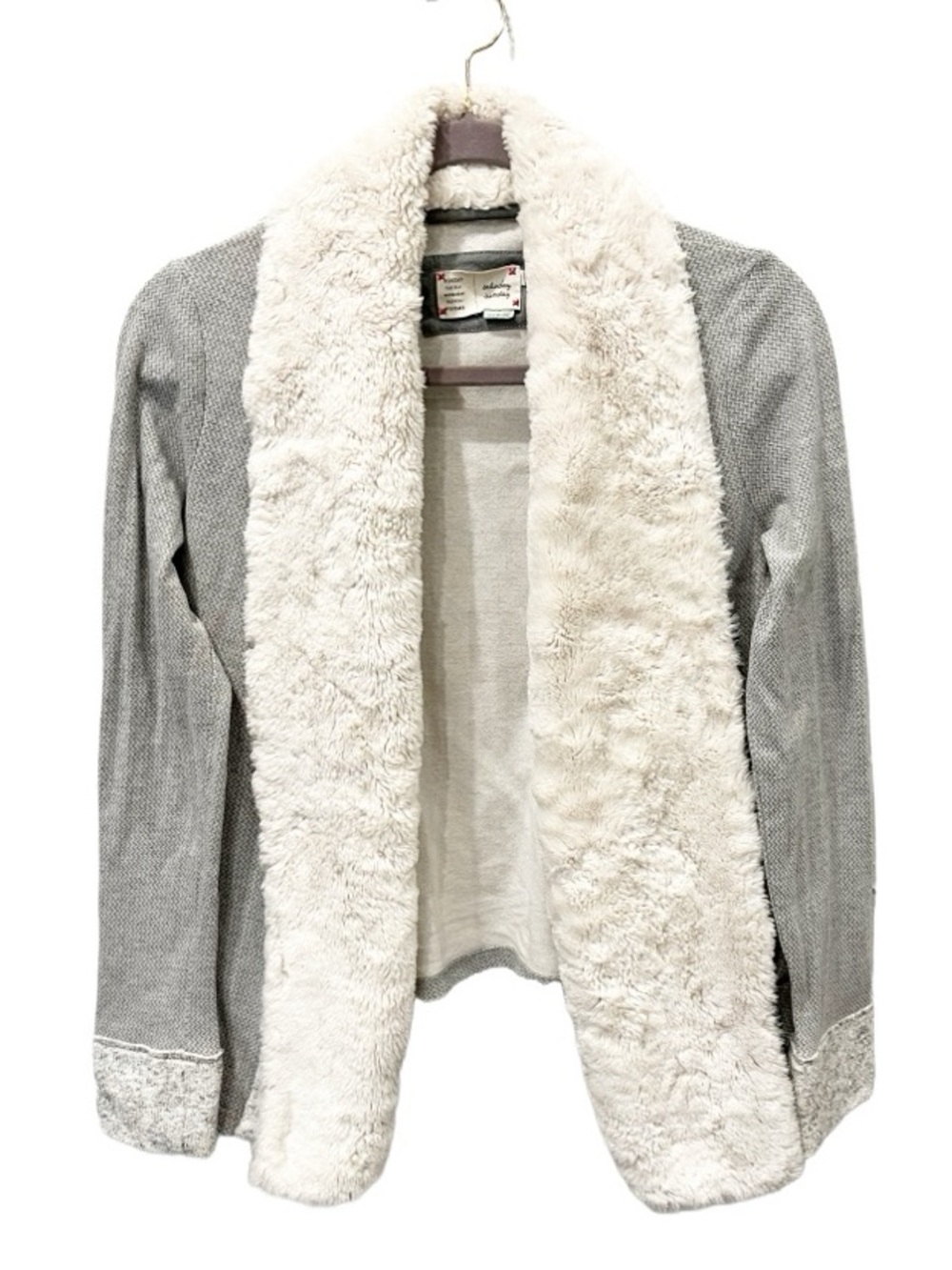 Anthropologie Saturday Sunday Abrose Fur Collar Cardigan Sweater Size Large Cozy